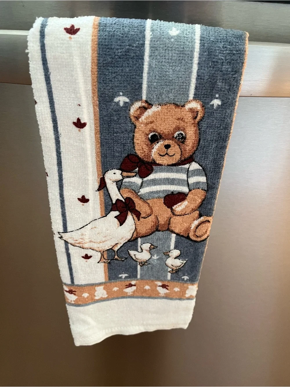80s 90s Country Cottagecore Style Hand Towels Set of 2 Geese Bear NOS Vintage